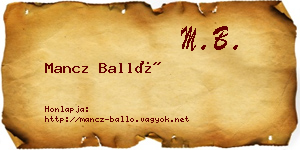 Mancz Balló névjegykártya